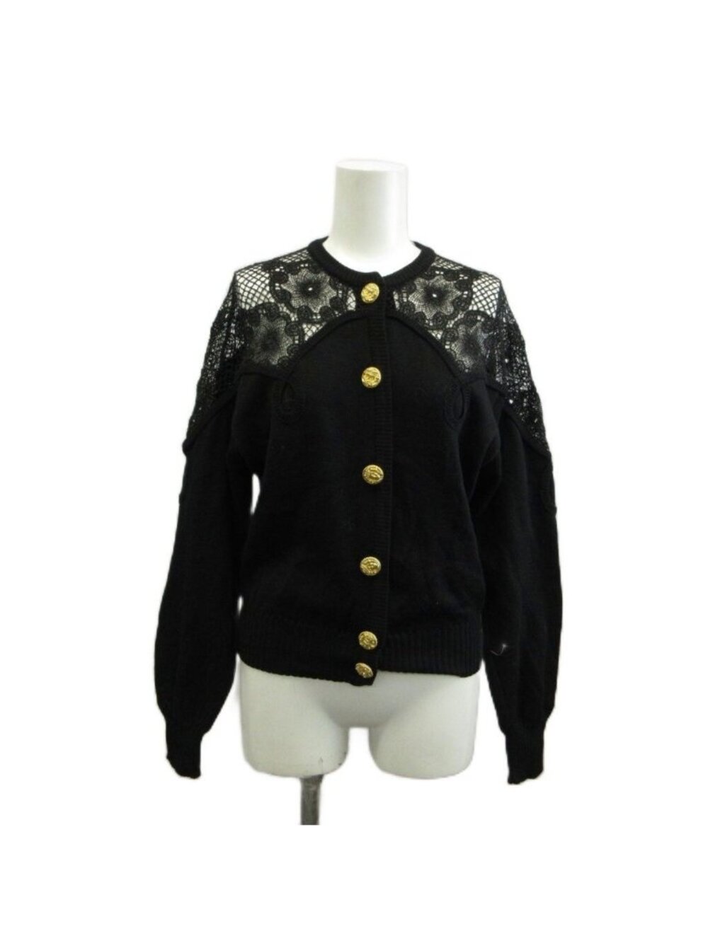 Versace Gianni Cardigan Knit Wool Long Sleeve Lace Cut Replacement Medusa Gold